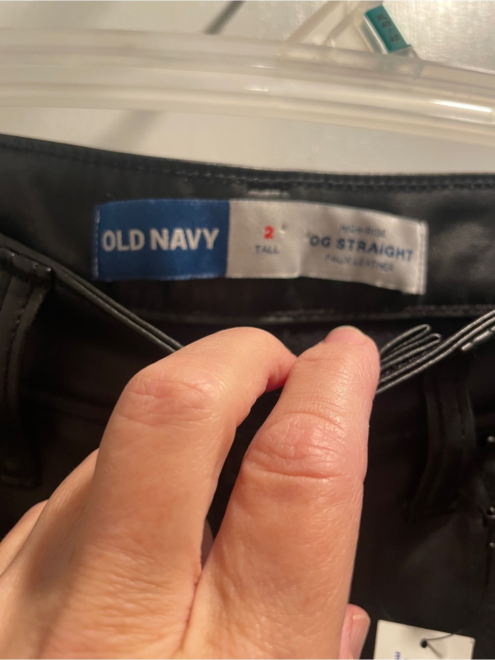 Old Navy Black Faux Leather High-Rise OG Straight Pants NWT size 2 Tall - Picture 5 of 8